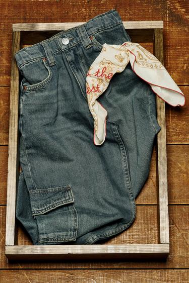 Zara BAGGY JEANS WITH POCKETS - Blue