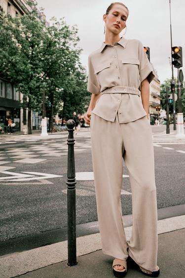FLOWING WIDE-LEG TROUSERS - Sand by Zara - Image 0