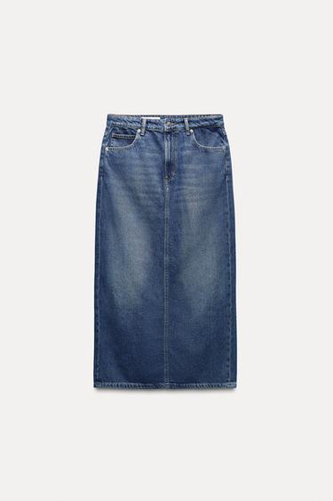 ДЛИННАЯ ДЖИНСОВАЯ ЮБКА TRF СО СРЕДНЕЙ ПОСАДКОЙ — СИНИЙ от Zara — изображение 0