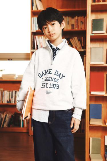 SPORTY SWEATSHIRT WITH SLOGAN - Grey marl by Zara