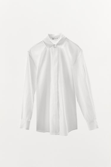 POPLIN PYJAMA SHIRT - White by Zara - Image 3