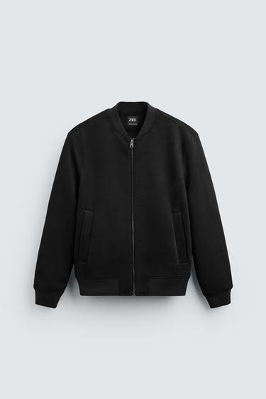 JAQUETA BOMBER COM EFEITO SUEDE - Preto da Zara