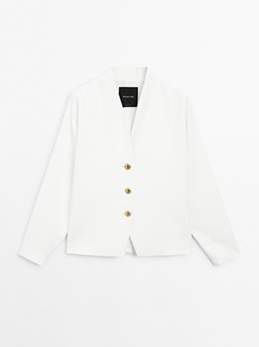 Americana fluida botones dorados - STUDIO - Blanco de Zara