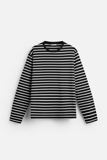 STRIPED T-SHIRT - Black / White by Zara