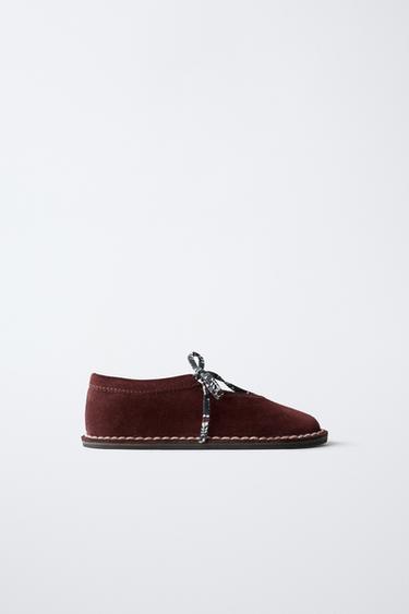 ZARA TIMELESS - LEATHER BALLERINA - Burgundy Red by Zara