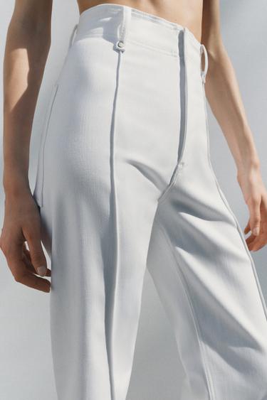 ZW COLLECTION WIDE-LEG HIGH-WAIST JEANS - Oyster-white by Zara