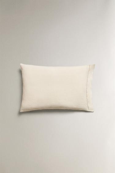LINEN CUSHION COVER WITH STITCHING - Ecru by Zara - Image 0
