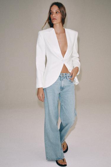 ZW COLLECTION LOW-RISE WIDE-LEG JEANS - Light blue by Zara