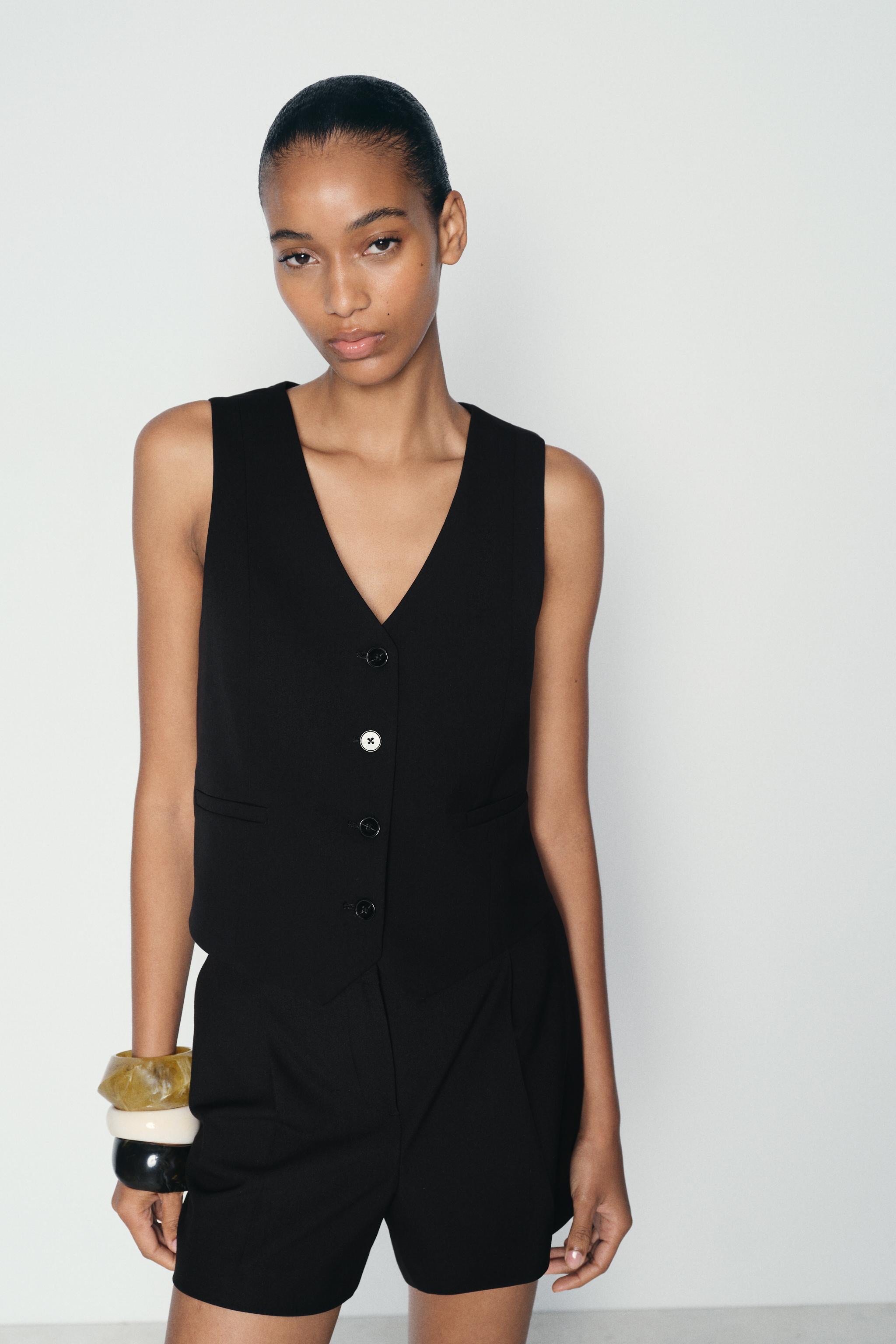 Zara gilet noir sale