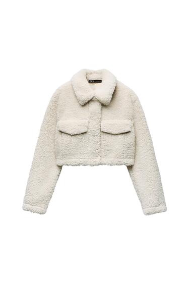 CROPPED FAUX SHEARLING JACKET