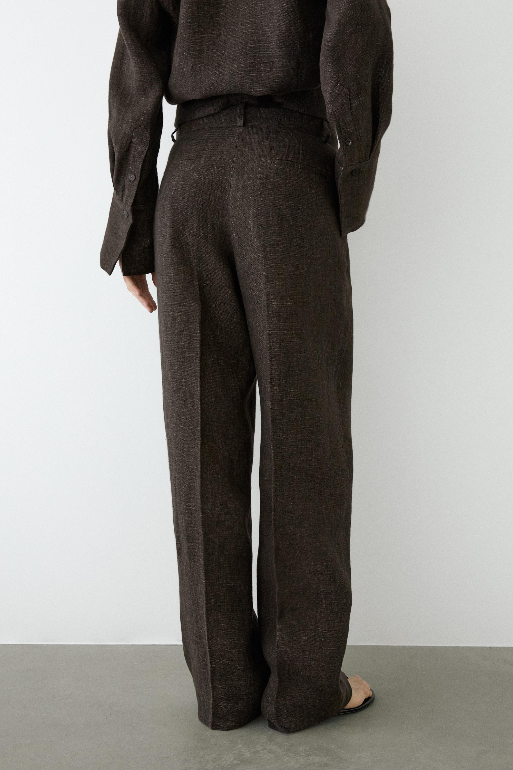 Total look melange linen darted trousers