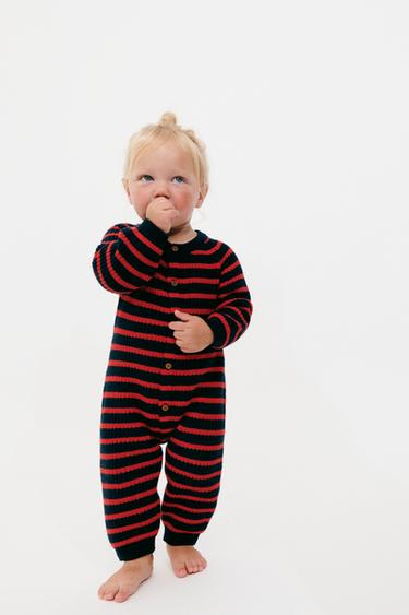 ZARA TIMELESS - STRIPED COTTON AND WOOL BLEND JUMPSUIT - red/navy by Zara