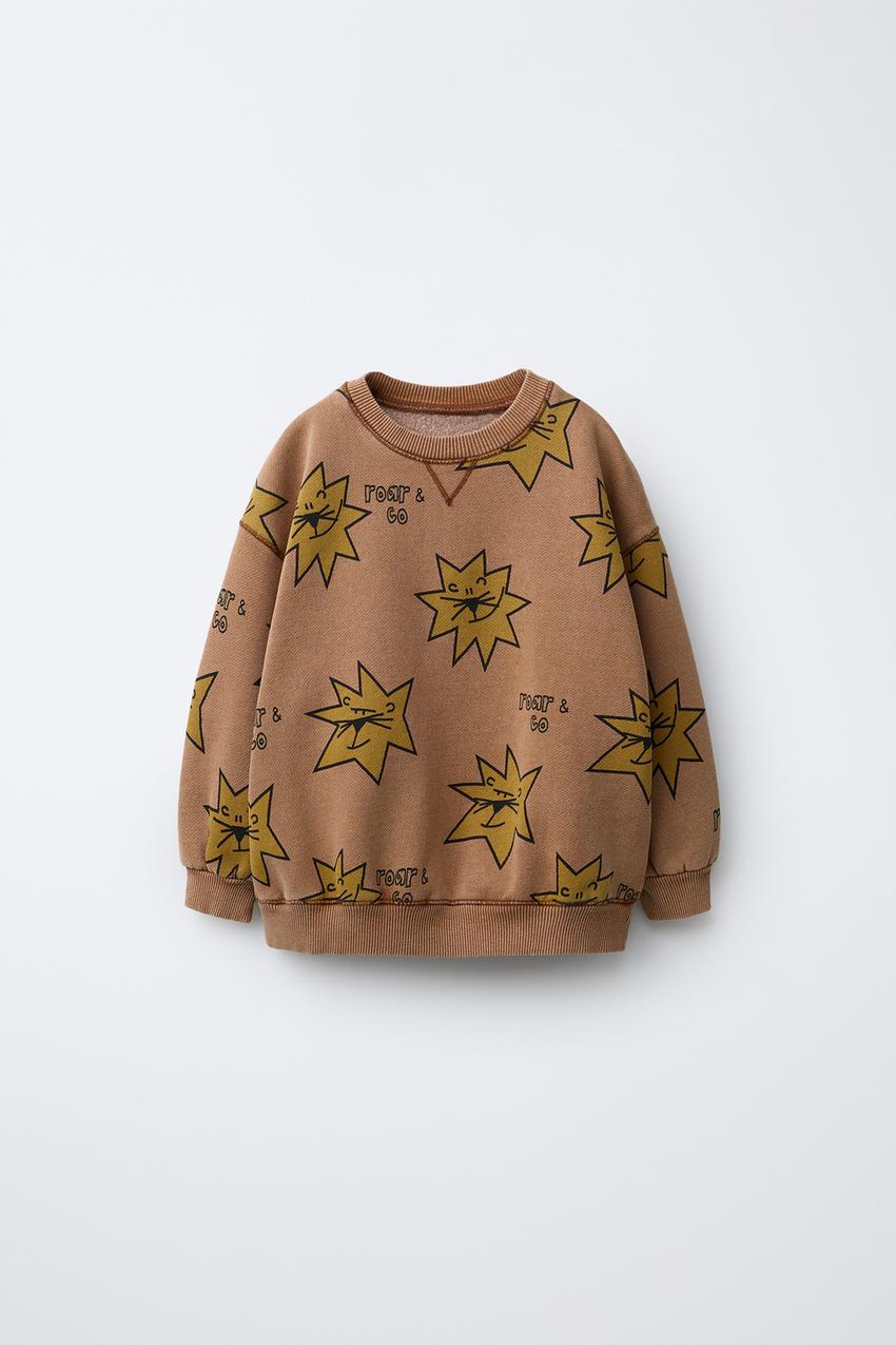 星柄スウェットシャツ - ライトブラウン | ZARA Japan / 日本