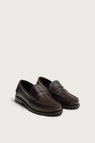MOCASÍN PIEL ANTIFAZ - Marrón de Zara