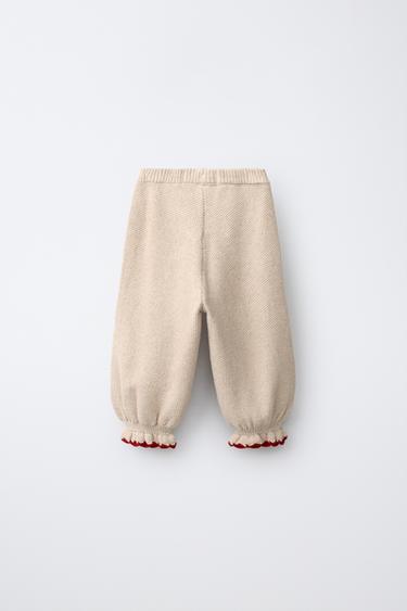 EMBROIDERED BLOOMER PANTS — Light beige 2