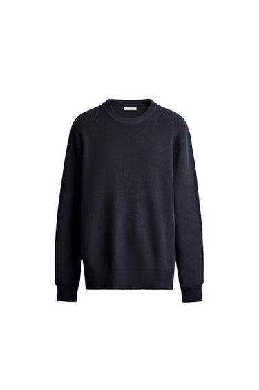 PURL KNIT REGULAR FIT JUMPER - Navy blue by Zara