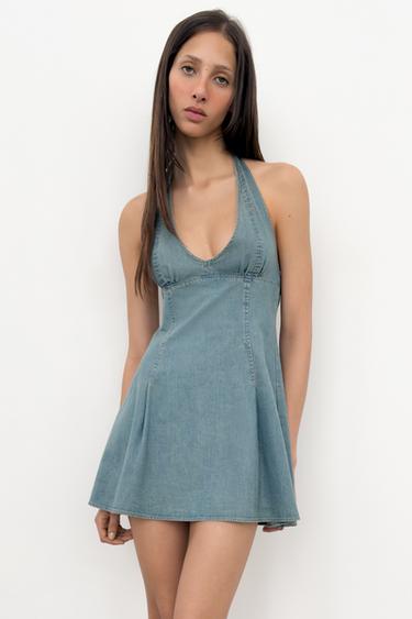 HALTER MINI DRESS - Blue by Zara