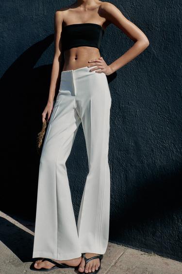 Zara FLARE PANTS WITH SIDE SEAMS - White