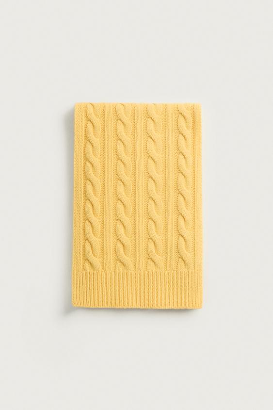 ÉCHARPE EN MAILLE TRESSE MÉLANGE LAINE - Jaune de Zara - Image 2