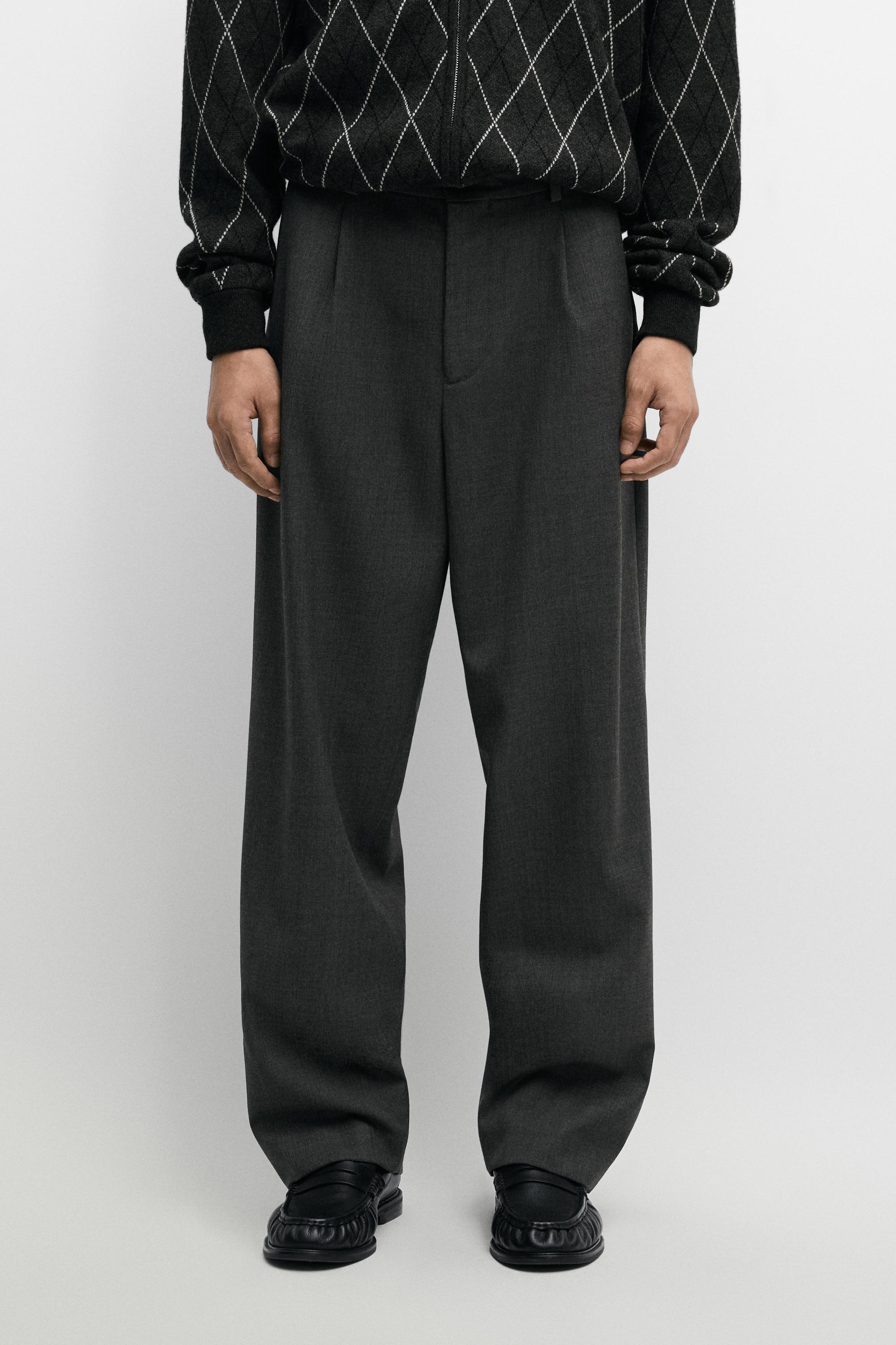 Pantalon relaxed fit pinces 100% laine froide