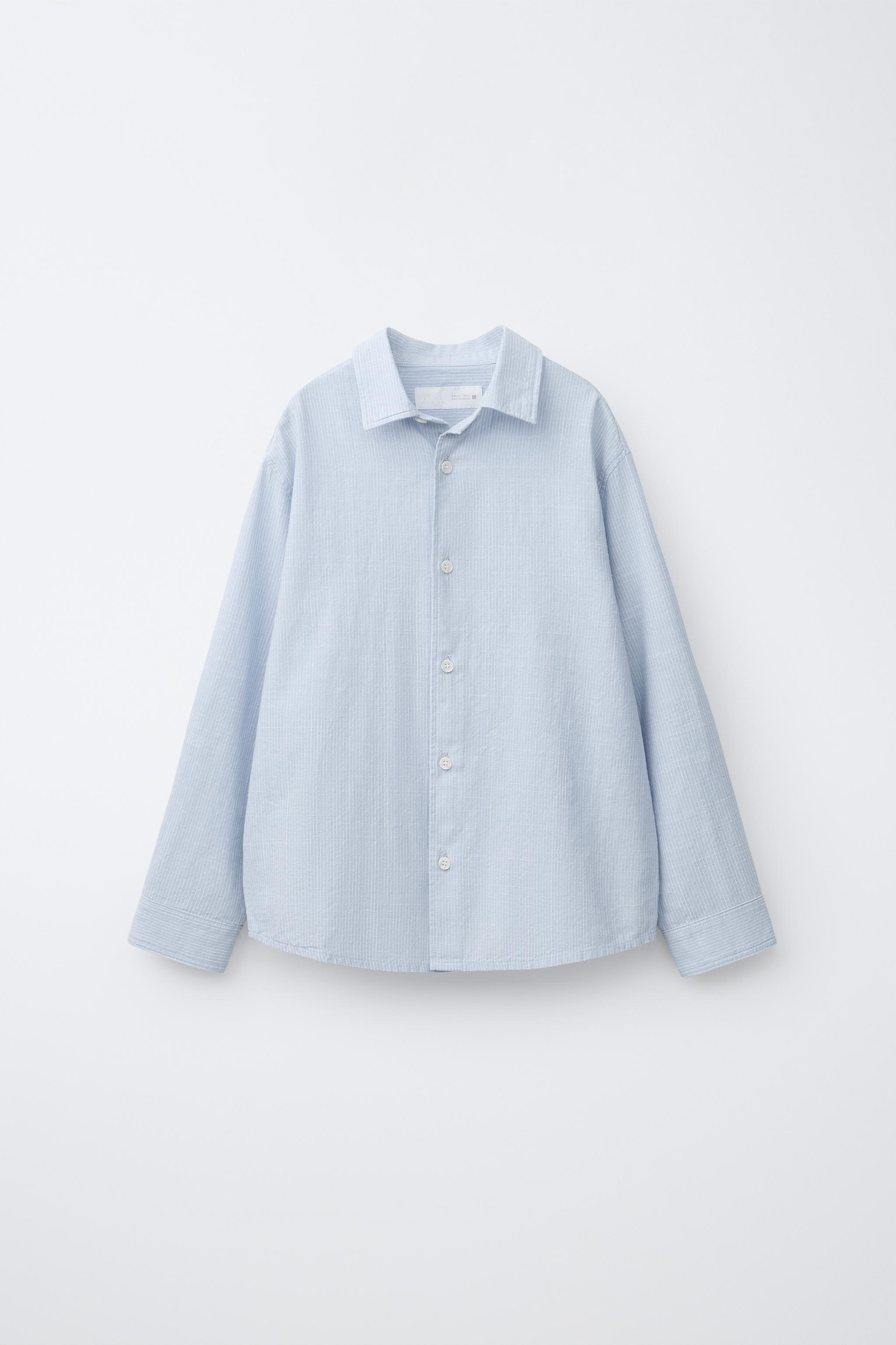STRIPED COTTON SHIRT - Blue | ZARA United States