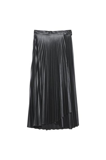 FAUX LEATHER PLEATED SKIRT