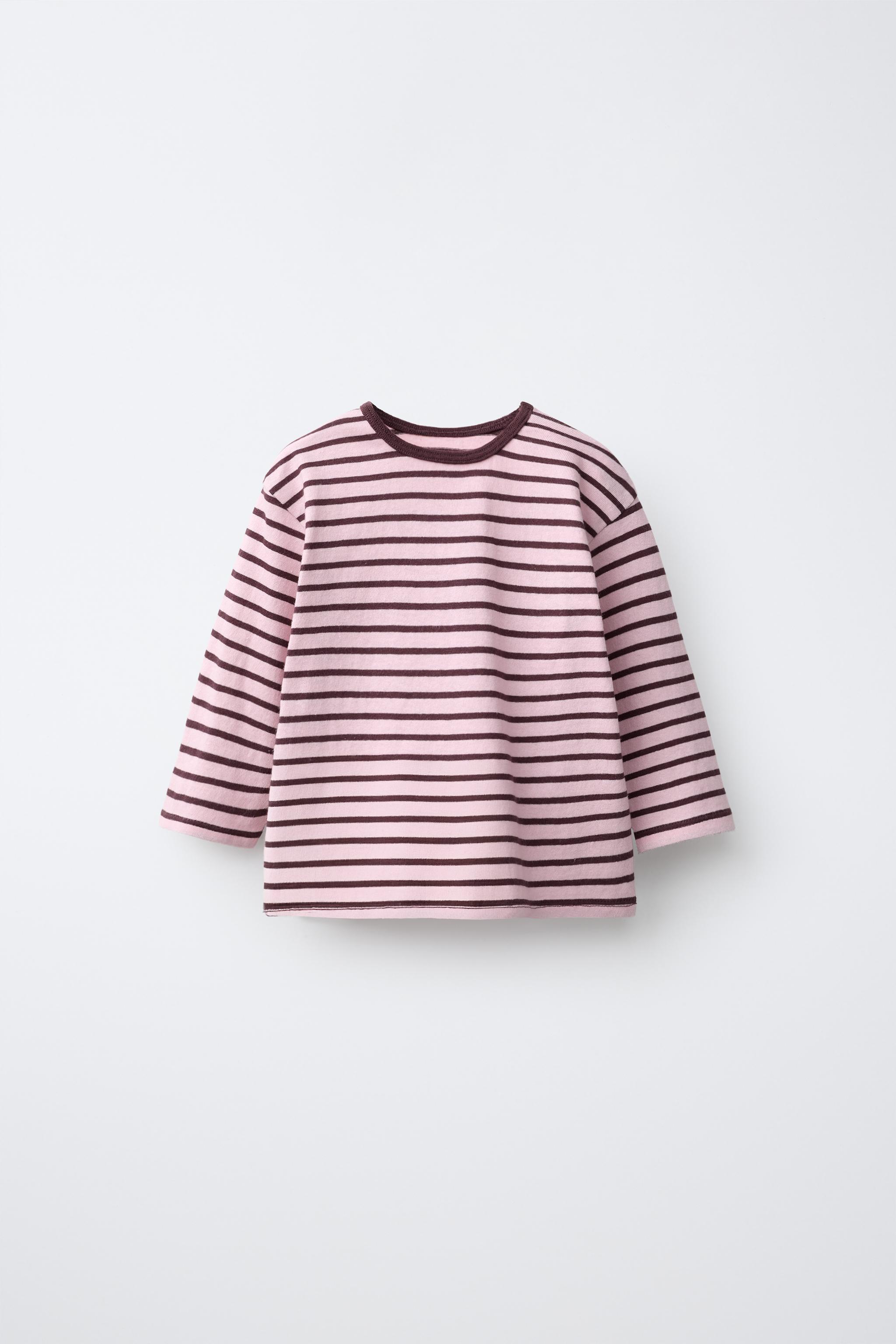 STRIPED LABEL T-SHIRT — Pink