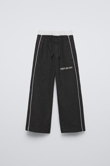 CALÇA XADREZ COM CÓS DUPLO - Antracito-escuro da Zara - Imagem 0