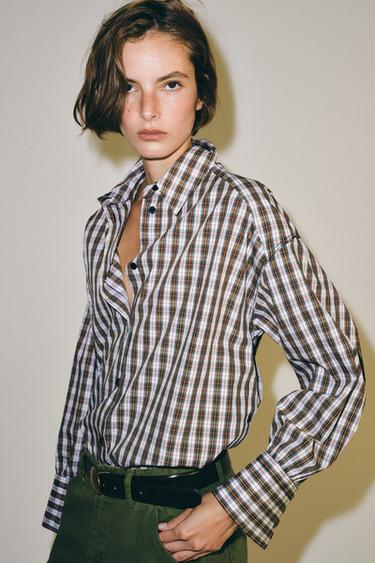CAMISA CUADROS OVERSIZE ZW COLLECTION - Rojo de Zara