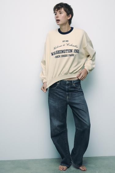 VARSITY SWEATSHIRT - Ecru / Blue by Zara - Image 0
