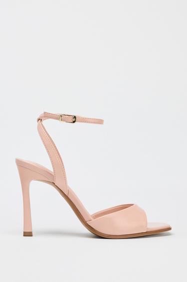 Zara CRACKLED EFFECT HEELED SANDALS - Pink - Image 0