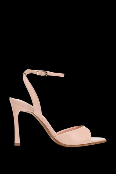 CRACKLED-EFFECT HEELED SANDALS - Pink by Zara - Image 0