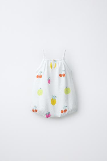 FRUIT PRINT SHORT ROMPER - White by Zara - Image 1