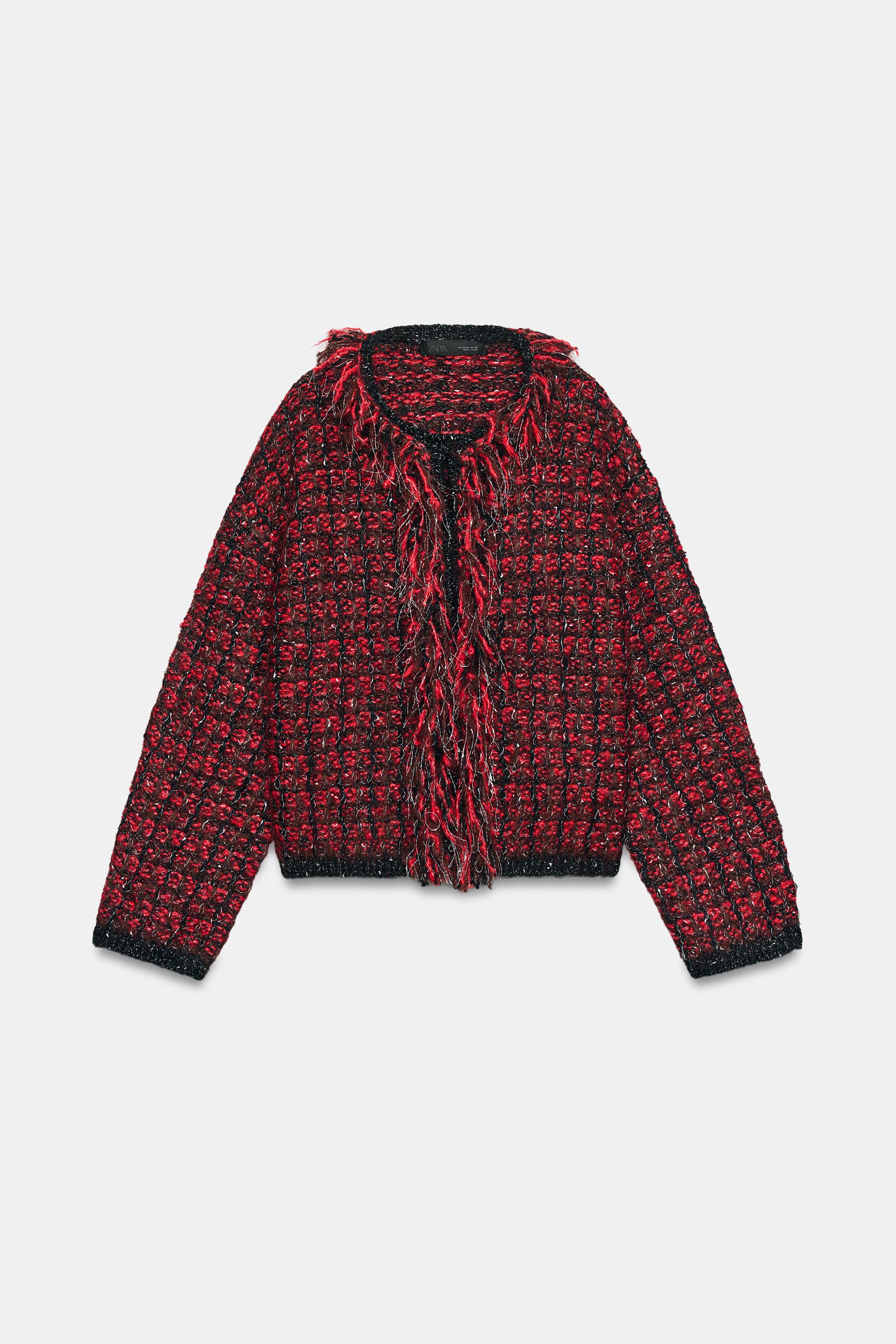 GILET EN MAILLE STRUCTURÉE À FRANGES