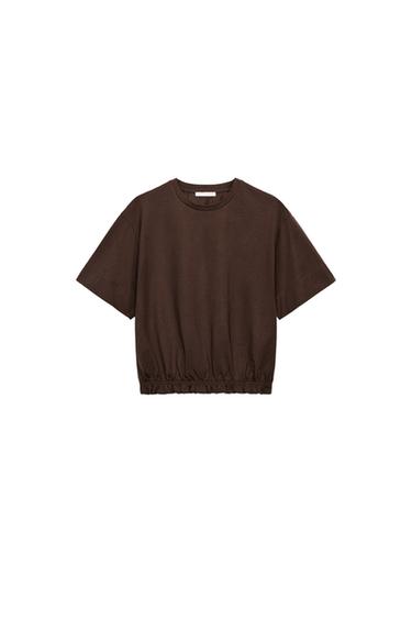 ÁO PHÔNG GẤU XẾP NẾP - Màu nâu đậm từ Zara