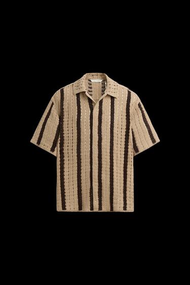 HEMD MIT HÄKELMUSTER - Braun von Zara
