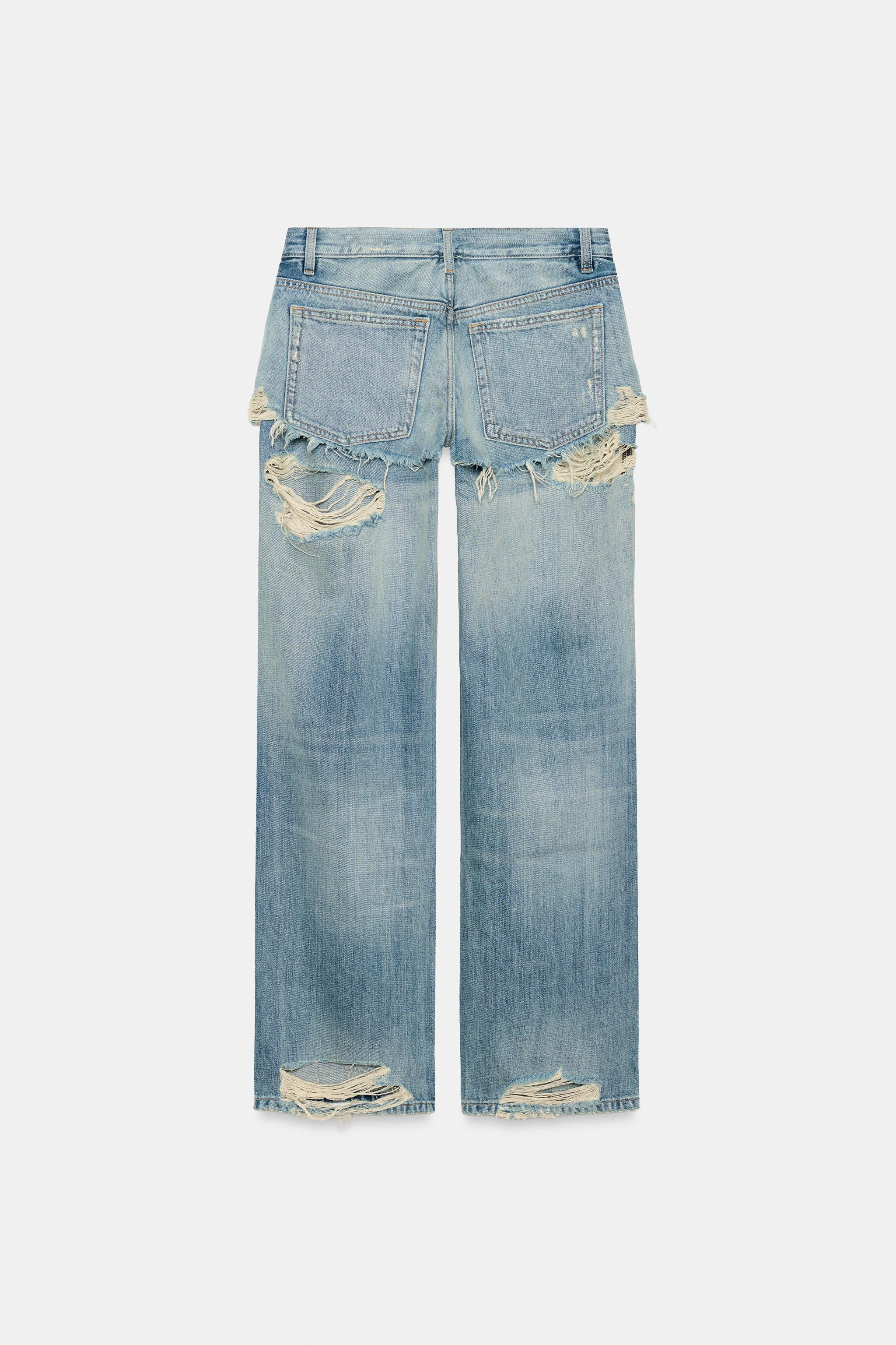 TRF LOW-RISE STRAIGHT JEANS WITH DOUBLE-LAYER EFFECT