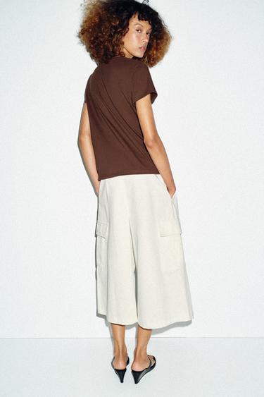 SHORT SLEEVE SLOGAN T-SHIRT - Brown by Zara - Image 2