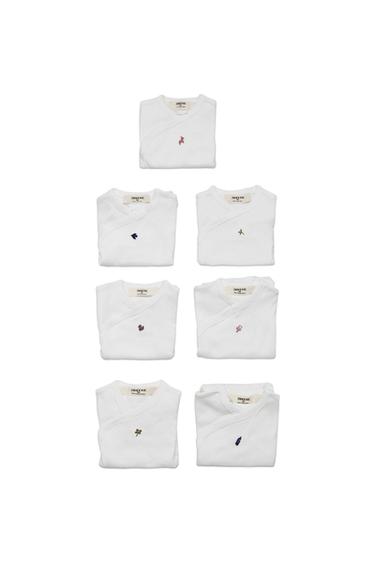 SET OF EMBROIDERED COTTON BODYSUITS (PACK OF 7) - Oyster-white by Zara