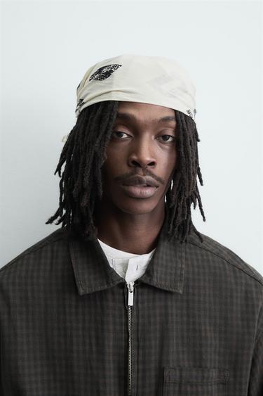 Zara TEXT PRINT BANDANA - Ecru - Image 0