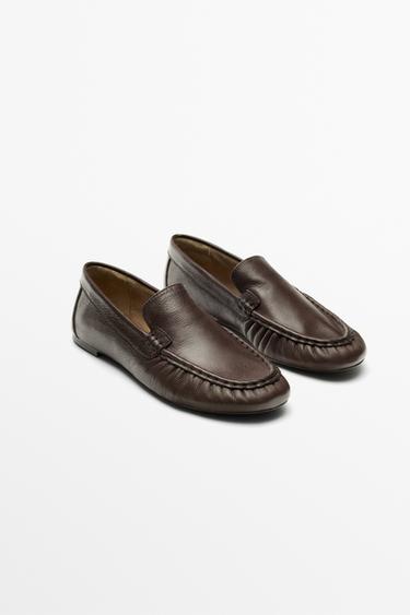Soft leather moc toe loafer — Brown 2