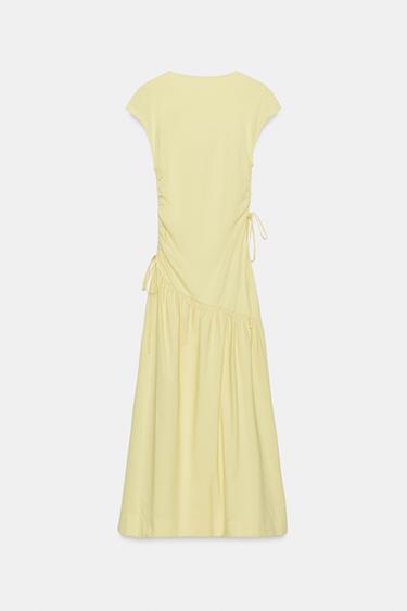 ASYMMETRIC GATHERED DRESS - Yellow by Zara - Image 7