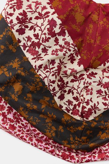 MAXI 100% COTTON FLORAL PRINT BAG - Burgundy by Zara - Image 4