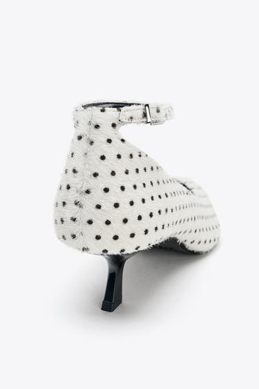 POLKA DOT LEATHER AND SHEEPSKIN HEELED SHOES - white de Zara - Image 5