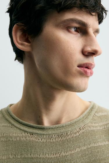 PULL EN JACQUARD À RAYURES - Vert clair de Zara - Image 6