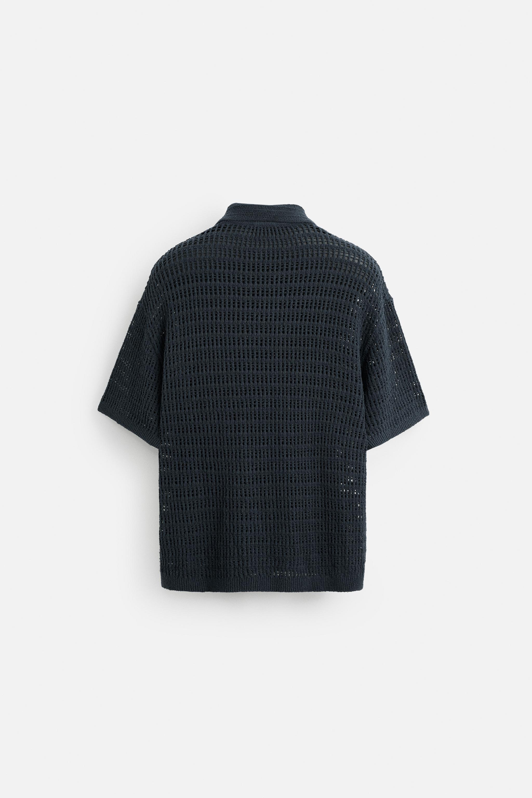 透かし編みニットポロシャツ - カーボングレー | ZARA Japan / 日本