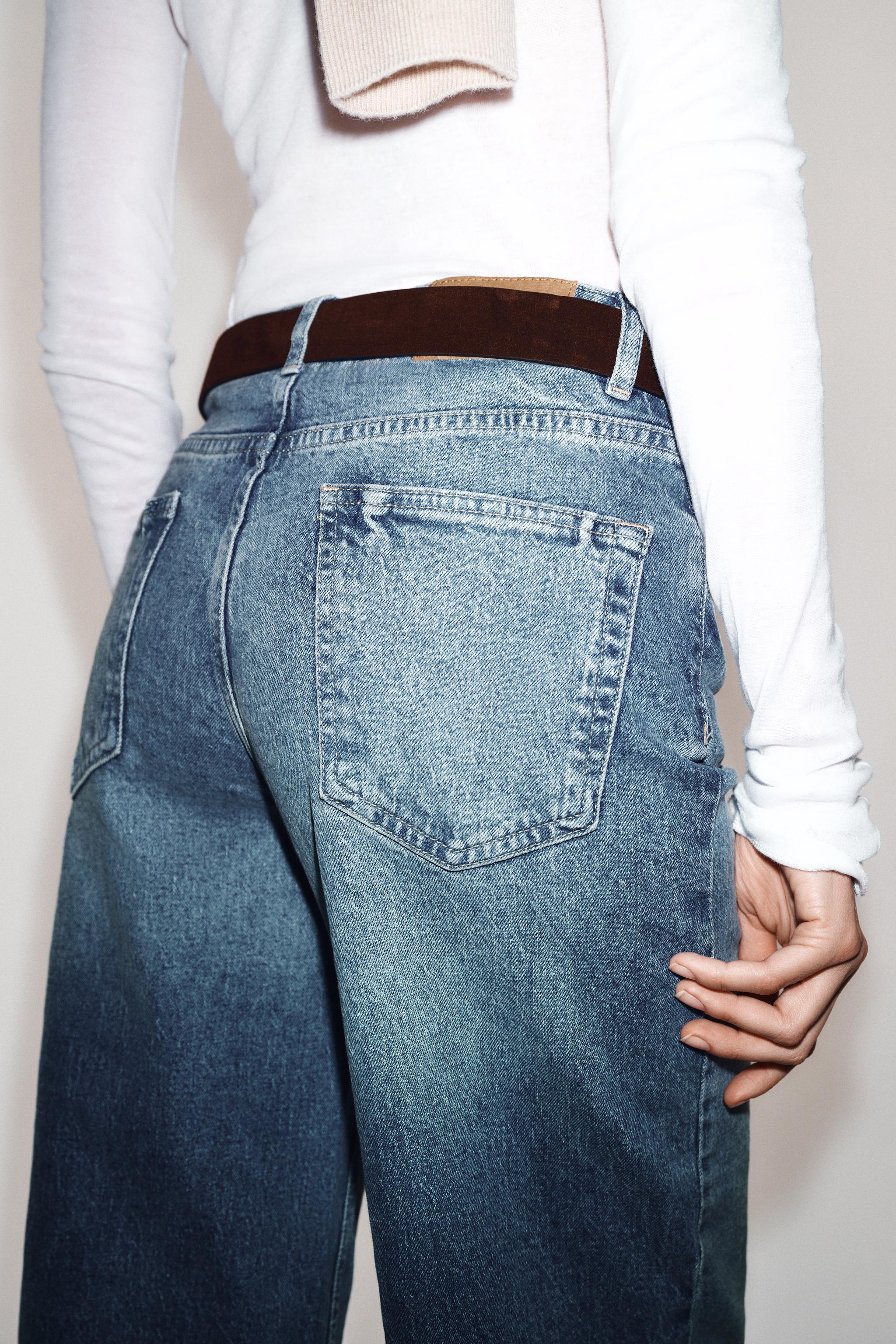 Z1975 HIGH-WAISTED CULOTTE JEANS WITH BELT - Mid-blue | ZARA