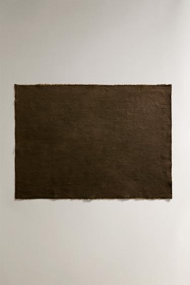 Zara WASHED LINEN PLACEMAT - Khaki - Image 0