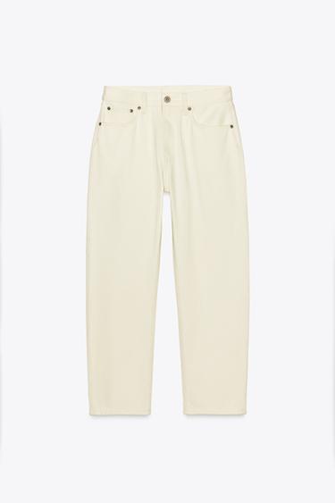 ZW COLLECTION STRAIGHT-LEG MID-RISE JEANS - Ecru by Zara