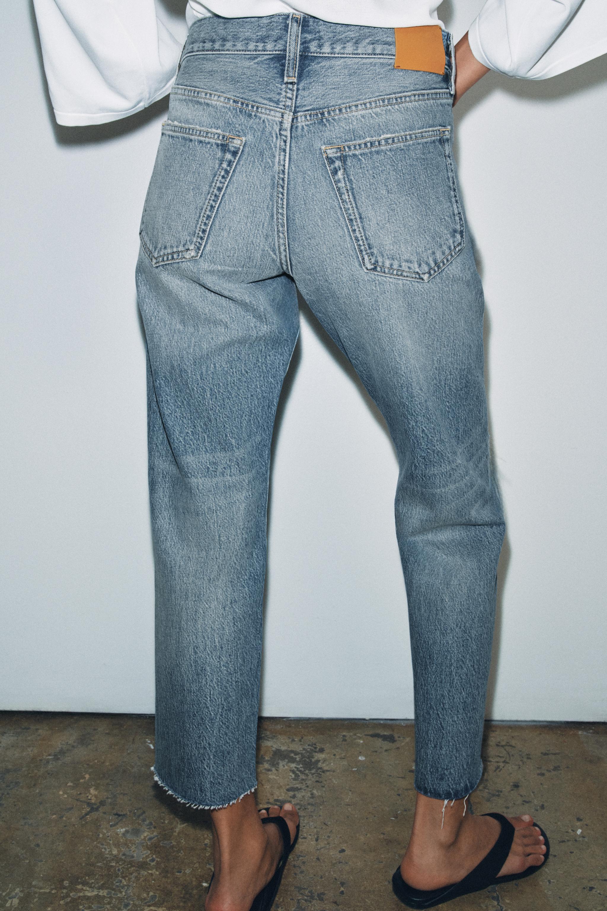 ZW COLLECTION MID-RISE RIPPED STRAIGHT LEG JEANS